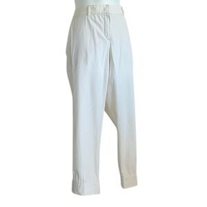 GUNEX High-Waisted White Cream Trousers, Ankle with Cuffs. 10